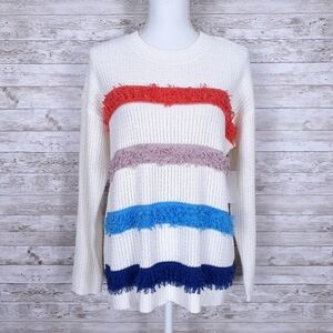 1. State Striped Sweater M Ivory Fringe Stripes 477